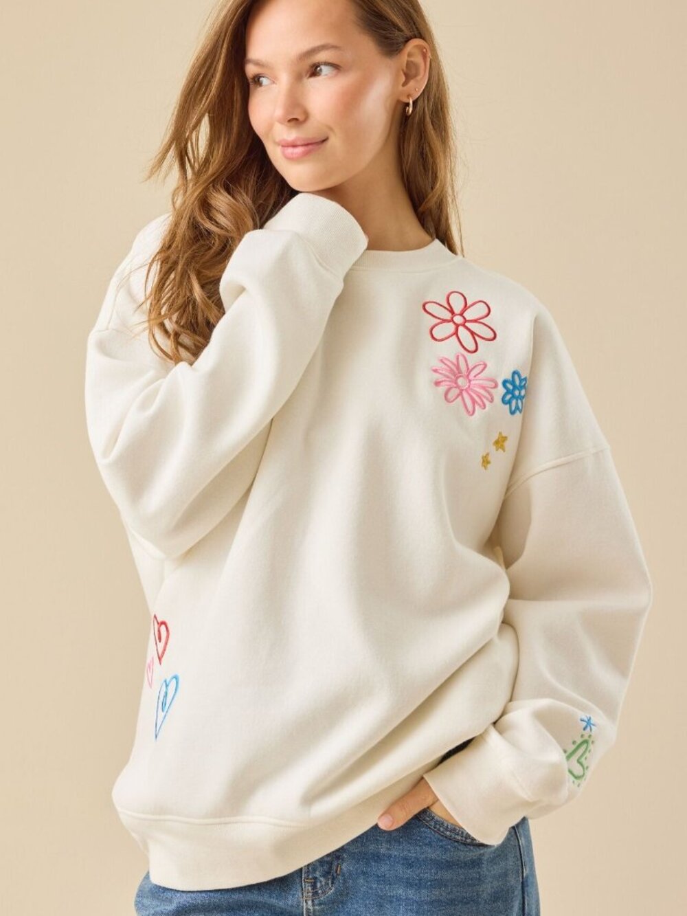 Altar’d State Embroidered Oversized Sweatshirt NWT S